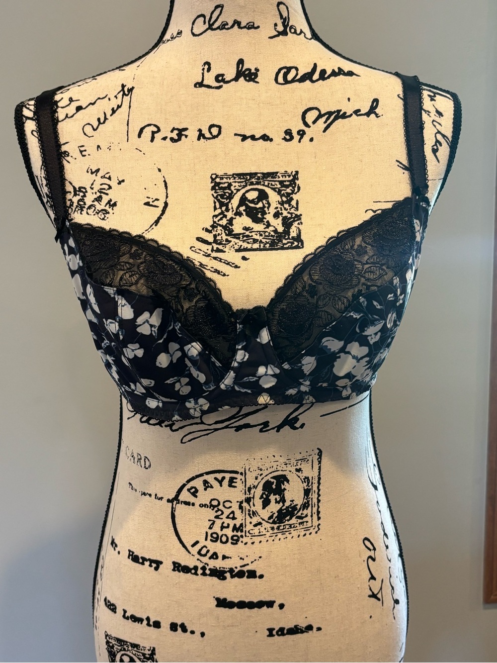 Black Floral Lace Underwire Bra with Elegant Support